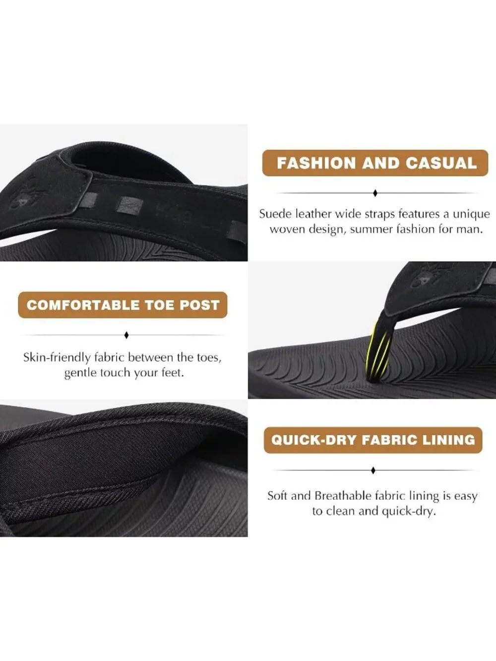 Men's Brown Fashion Arch Support Flip Flops Comfort Orthotic Thong Sandal Shoes